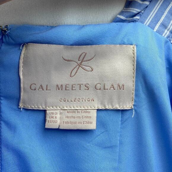 Gal Meets Glam Collection Courtney Rio Striped Ruffled Tiered Blue Maxi Dress 2 - Picture 11 of 11